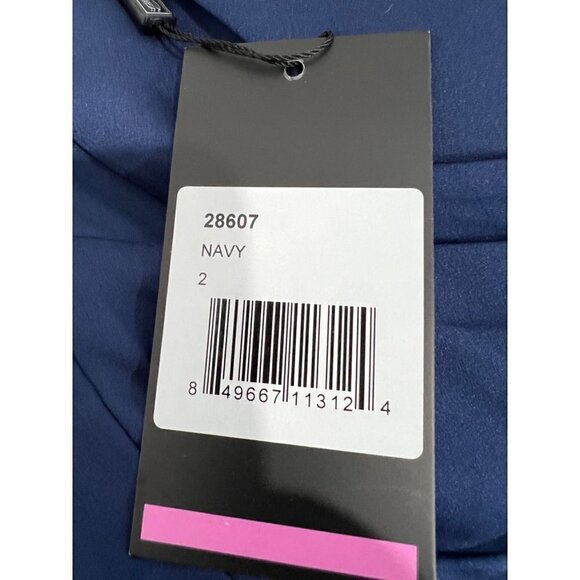 New LA FEMME Size 2 PROM Long Dress 28607 Navy *Stain* - Picture 11 of 16